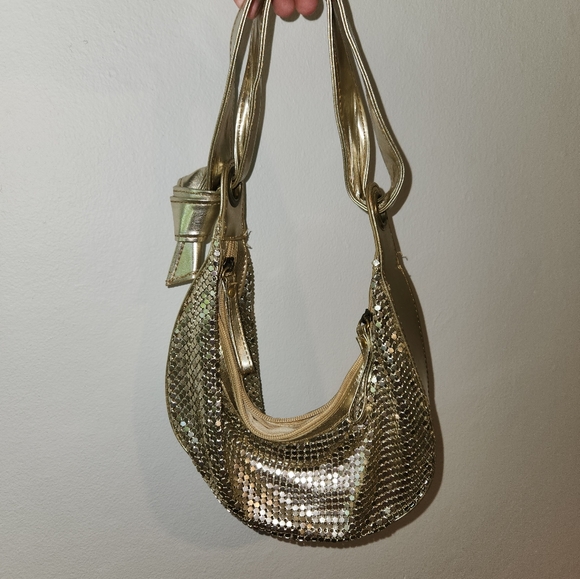 VINTAGE Y2K Gold sequin sparkly shoulder hobo bag - Picture 1 of 6